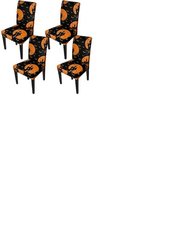 Photo 1 of NORTHERN BROTHERS Chair Covers for Dining Room Printed Dining Chair Covers (Set of 6,Black/Orange Halloween Print)