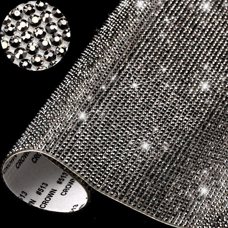 Photo 1 of 2Pack - 12000 Pieces Bling Bling Rhinestone Sheet Rhinestones Sticker DIY Car Decoration Sticker Self Adhesive Glitter Rhinestones Crystal Gem Stickers for Car Decoration (Black AB Color)