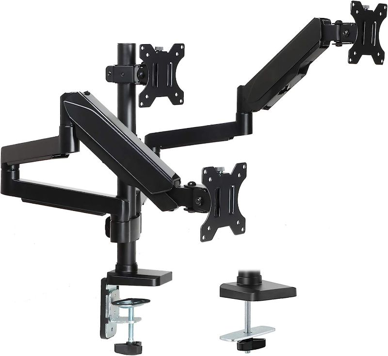 Photo 1 of imlib Triple Monitor Stand - Full Motion Articulating Gas Spring Monitor Mount for 3 Computer Screens Up to 27 inch, Each Arm Holds Up to 17.6 lbs
