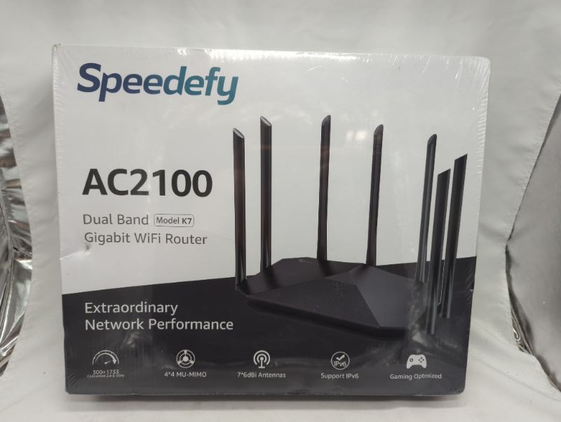 Photo 2 of Speedefy AC2100 Smart WiFi Router - Dual Band Gigabit Wireless Router for Home & Gaming, 4x4 MU-MIMO, 7x6dBi External Antennas for Strong Signal, Parental Control, Support IPv6 (Model K7)