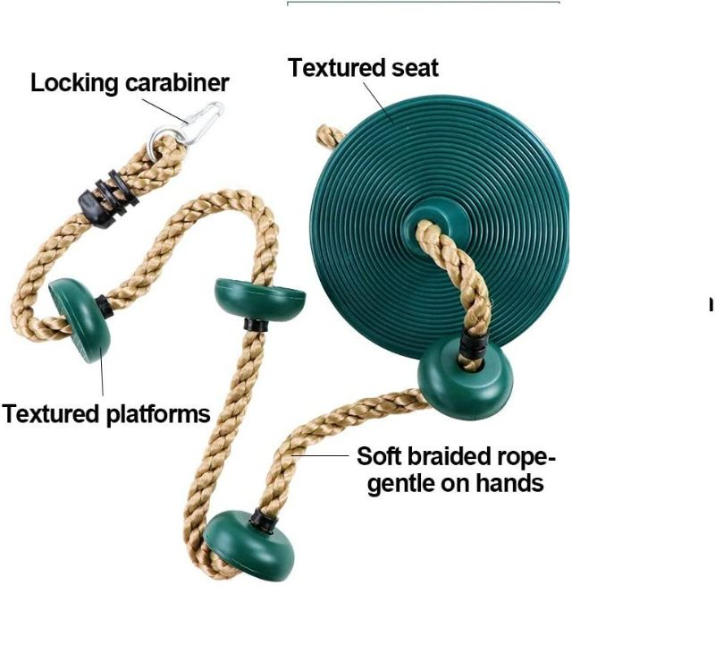 Photo 1 of Climbing Rope with Platforms and Disc Swing Seat Set Playground Accessories Including Carabiner
