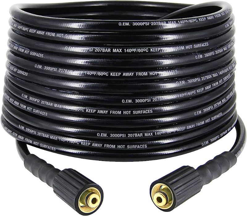 Photo 1 of Biswing 1/4 Inch 25 FT High Pressure Washer Hose Kink Resistant Replacement with M22-14mm Brass Thread, Upgrade Heavy Duty & Wear Resistance Hose, 3000 PSI

