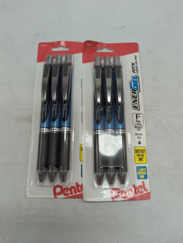 Photo 2 of Pentel® EnerGel® Deluxe RTX Retractable Pens, Needle Point, 0.5 mm, Assorted Barrels, Black Ink, Pack Of 3 Black 3 Count (Pack of 2)