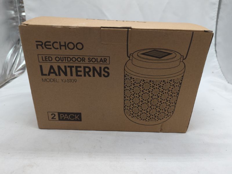 Photo 3 of RECHOO - LED Outdoor Solar Lanterns - 2 Pack - Black