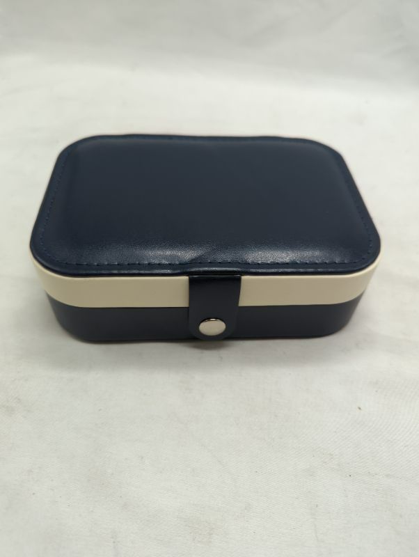 Photo 4 of Jewelry Organizer Box, Number-one 3 Layers Medium Travel Jewelry Case PU Leather Portable Jewellery Box Gift for Women Girls Girlfriend, Storage Holder for Rings Earring Necklace Bracelet Watches, Navy
