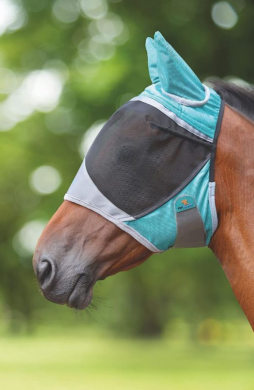 Photo 1 of Shires Equestrian Deluxe Fly Mask with Ears (Cob, Teal)
