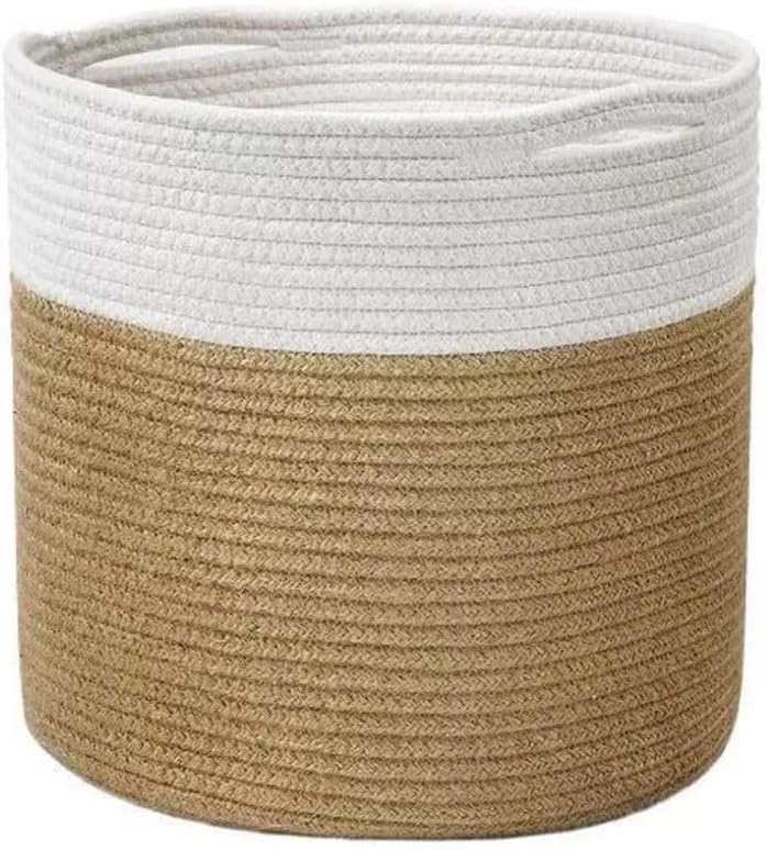 Photo 1 of Woven Cotton Rope Plant Basket for Flowers Pot Jute Small Planter Basket Decorative Indoor Plants Pot Cover for Crafts, Toys, Towels, Home Decor and Storage Organizer 10"x9.8"