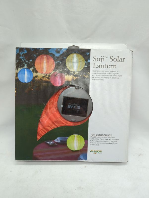 Photo 2 of Soji Original Round Nylon Solar Lantern - Orange