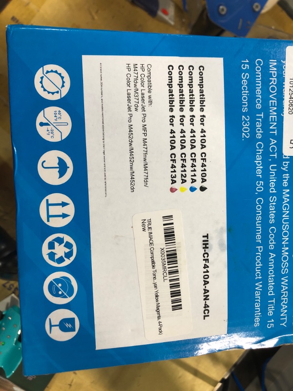 Photo 2 of TRUE IMAGE Compatible Toner Cartridge Replacement for HP 410A 410X CF410A CF411A CF412A CF413A Color Pro MFP M477fnw M477fdw M477fdn M452dn M452nw M477 Printer (Black Cyan Yellow Magenta, 4-Pack)