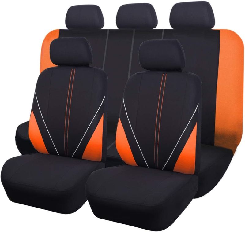 Photo 1 of Flying Banner car seat Covers Full Set All Air Mesh Breathable Man Lady Airbag Compatible Rear Bench Split 40/60 50/50 60/40 Truck Pick Up (Full Set -- Low Back, Black Gray Orange) Full Set -- Low Back Black Gray Orange