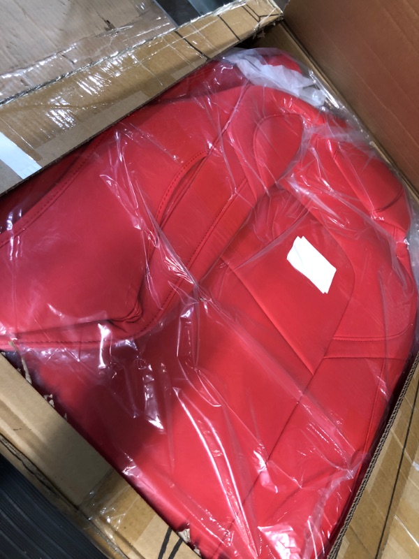 Photo 2 of Maysoo Tesla Model Y Red Seat Covers Nappa Leather Car Seat Covers, for Tesla Model Y 2023 2022 2021 2020 5 Seat Car Seat Cover Car Interior Cover All Weather Protection(Red-Nappa,Model Y(Full Set)) red nappa model Y(full set)