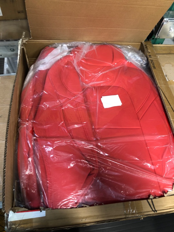 Photo 3 of Maysoo Tesla Model Y Red Seat Covers Nappa Leather Car Seat Covers, for Tesla Model Y 2023 2022 2021 2020 5 Seat Car Seat Cover Car Interior Cover All Weather Protection(Red-Nappa,Model Y(Full Set)) red nappa model Y(full set)