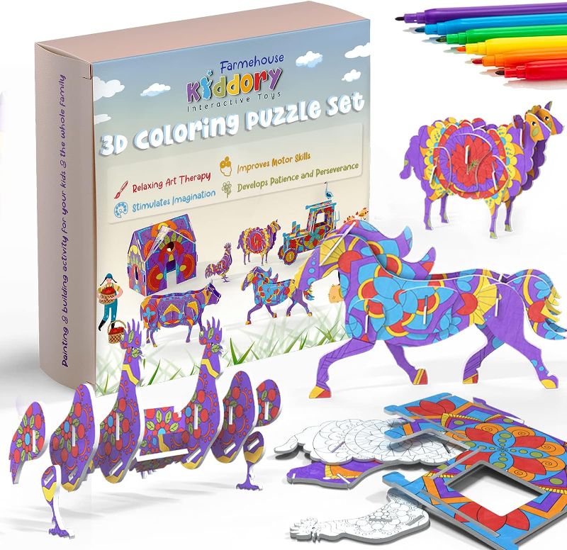 Photo 1 of 3D Coloring Puzzle Set with Unique Mandala Pattern - DIY 3D Puzzles for Kids Ages 7-15 - Arts and Crafts for Girls & Boys 3-d Puzzles Animal Drawing Art Kits for Kids - 6 Different Shapes 3 PACK BUNDLE