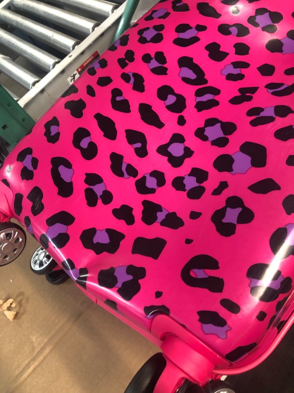 Photo 3 of * item has large dent * see images *
Rockland Safari Hardside Spinner Wheel Luggage, Magenta Leopard, Carry-On 20-Inch Carry-On 20-Inch Magenta Leopard