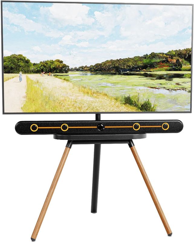 Photo 1 of PUTORSEN Easel TV Stand with Solid Tripod Base for 45 to 65 Inch LED LCD Screens, Portable Studio TV Easel Stand with Felt Tray, Height Adjustable TV Mount Stand with Swivel, Max Load 100lbs, Black