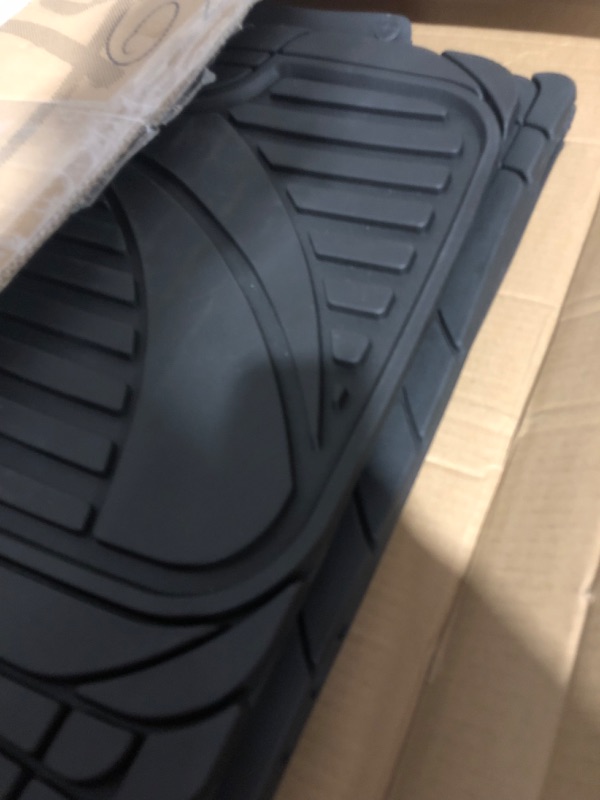 Photo 3 of Motor Trend FlexTough Advanced Black Rubber Car Floor Mats with Cargo Liner Full Set 