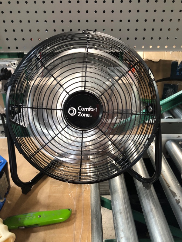 Photo 1 of Comfort Zone CZHV12B 12” 3-Speed Cradle/Floor Fan with 180-Degree Adjustable Tilt, All-Metal Construction, Rubber Feet, and Carry Handle, Black