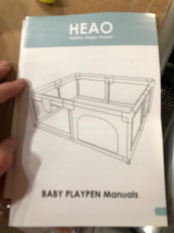 Photo 2 of HEAO Baby Playpen , Baby Playpen for Babies and Toddlers, Baby Playard, Playpen for Babies with Gate , Sturdy Play Yard with Soft Breathable Mesh?Baby Fence 51x51",Light Grey Grey White 51x51 Inch