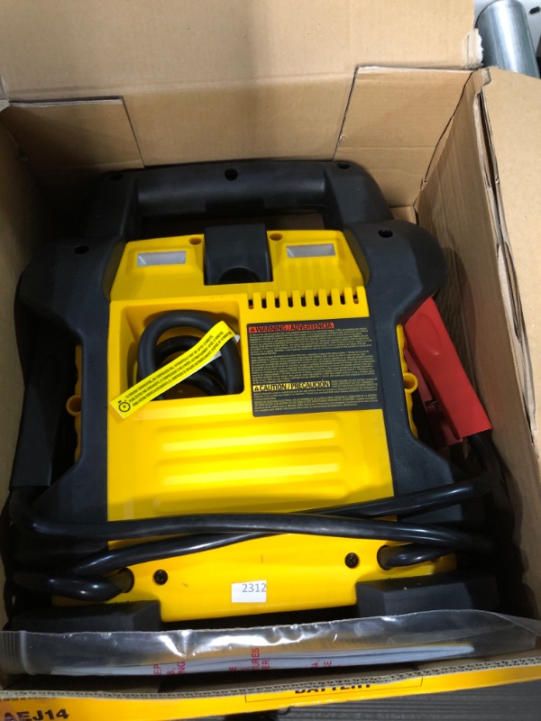 Photo 2 of DEWALT DXAEJ14 Digital Portable Power Station Jump Starter: 1400 Peak/700 Instant Amps, 120 PSI Digital Air Compressor, 3.1A USB Ports, Battery Clamps , Yellow