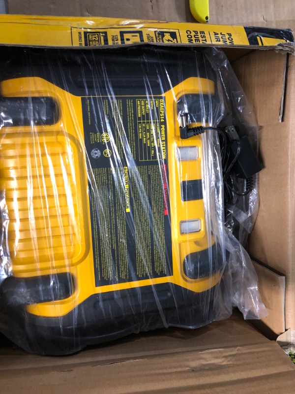 Photo 2 of 
DEWALT DXAEPS14 1600 Peak Battery Amp 12V Automotive Jump Starter/Power Station with 500 Watt AC Power Inverter, 120 PSI Digital Compressor, and USB Power