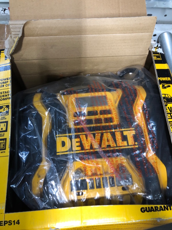 Photo 2 of **EXTREMELY USED, UNABLE TO TEST** DEWALT DXAEPS14 1600 Peak Battery Amp 12V Automotive Jump Starter/Power Station with 500 Watt AC Power Inverter, 120 PSI Digital Compressor, and USB Power