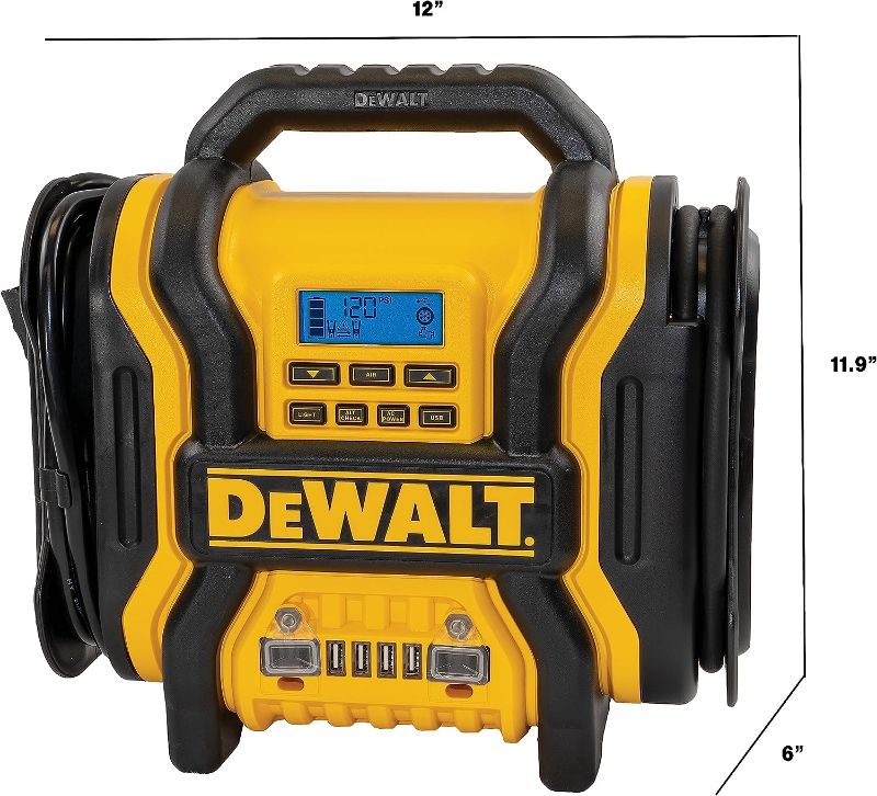 Photo 1 of **EXTREMELY USED, UNABLE TO TEST** DEWALT DXAEPS14 1600 Peak Battery Amp 12V Automotive Jump Starter/Power Station with 500 Watt AC Power Inverter, 120 PSI Digital Compressor, and USB Power