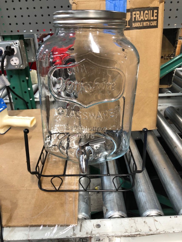 Photo 2 of 
2 Gallon Glass Beverage Dispenser with Stand and Lid,