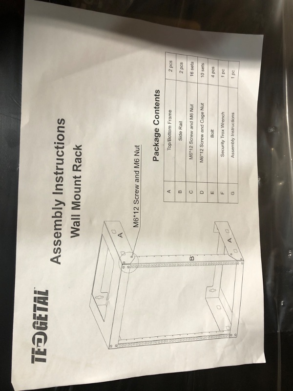 Photo 3 of Tedgetal 9U Wall Mount Rack Open Frame 19" Server Equipment 18 inches Depth 2 Post Network Cabinet Black