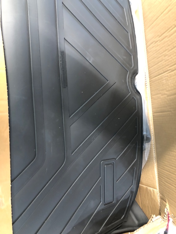 Photo 2 of 3W Tesla Model Y Floor Mats, All-Weather TPE Floor Liner Compatible for Tesla Model Y 2020-2023, Full Set Black Floor Mats and Cargo Liner Mat Accseeories Custom Fit for Tesla 5-Seater
