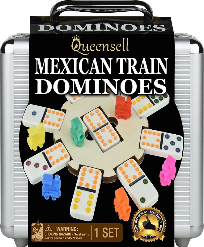 Photo 1 of **SEE NOTES**
Queensell Mexican Train Dominoes Set for Adults Tile Board Game - Dominos Set for Classic Board Games - Double 12 Dominoes Set for Family Games - Domino Set 91 Tiles with Aluminum Case