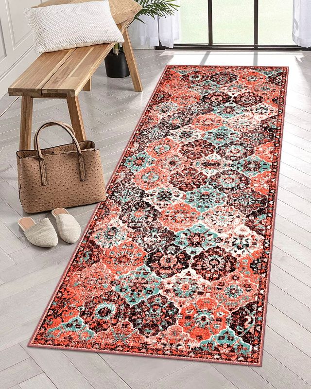 Photo 1 of **SEE NOTES**
Boho Hallway Runner Rug, Faux Wool Soft Fuzzy Rug, Non-Slip Non-Shedding Runner, (Red, 2x6Ft)