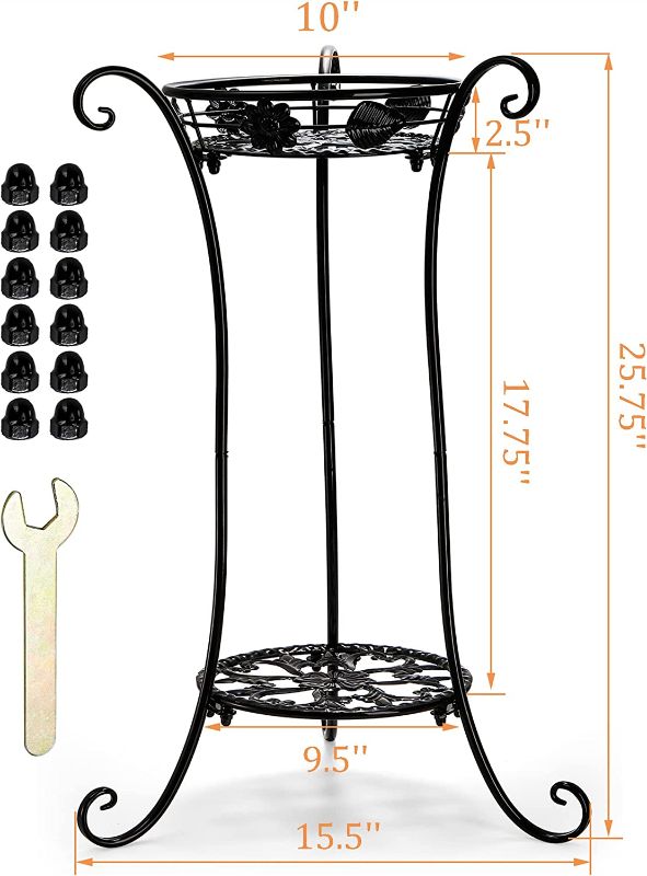 Photo 3 of **SEE NOTES**
Yesland  Pack Metal Plant Stand Indoor Outdoor, 2 Tier red Iron Flower Plant Stand 26 Inches 