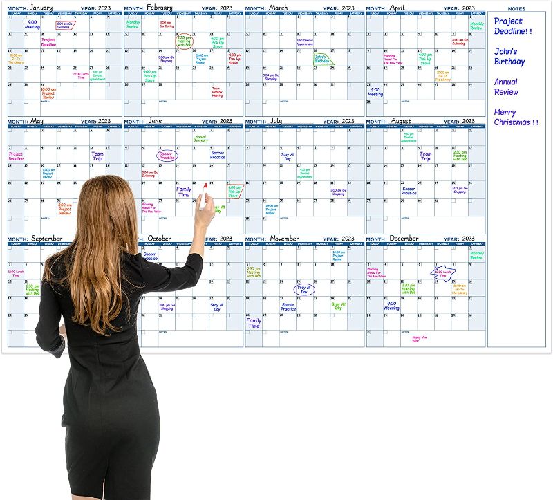 Photo 1 of **SEE NOTES**
Large Dry Erase Calendar for Wall – Yearly Wall Calendar Dry Erase, 37" x 57.9", 12-Month 