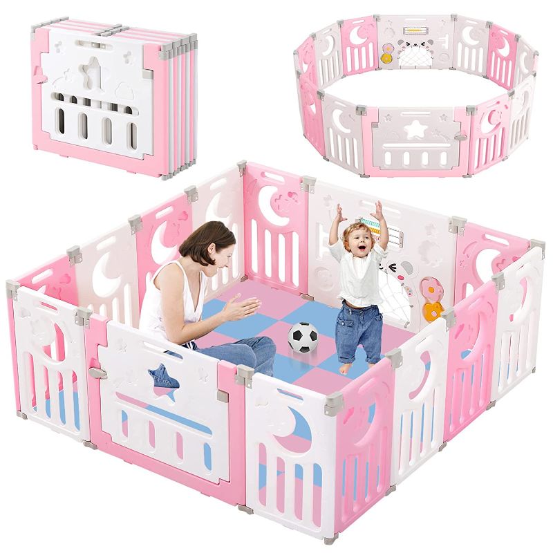 Photo 1 of Baby Playpen, Dripex Foldable Baby Playpen, 25 Sq. Ft of Play Pen