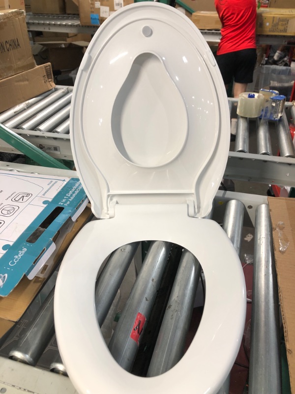 Photo 4 of **USED** Toilet Seat with Toddler Seat Built in, Potty Training Toilet Seat for Kids, Magnetic Kids Toilet Seat, Slow Close, (18.5”Elongated) White Elongated