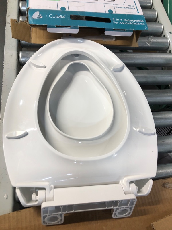 Photo 3 of **USED** Toilet Seat with Toddler Seat Built in, Potty Training Toilet Seat for Kids, Magnetic Kids Toilet Seat, Slow Close, (18.5”Elongated) White Elongated