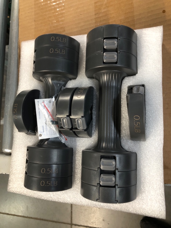 Photo 2 of *GENTLY USED* Adjustable Dumbbells Hand Weights Set: Sportneer 1 Pair 4 6 8 10lb (2-5lb Each) Free Weights Fast Adjust Dumbbell Weight Set of 2  Carbon Black