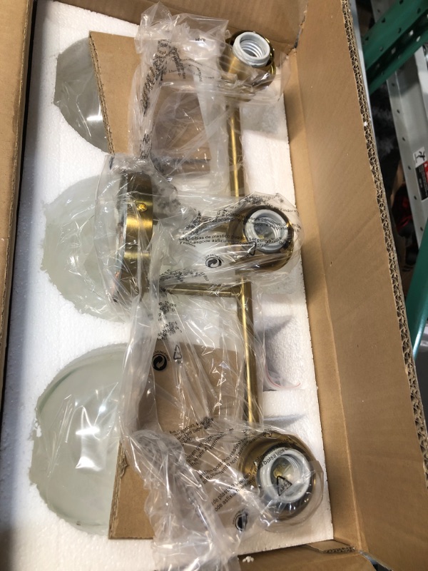 Photo 4 of *GENTLY USED* Lanmate 3-Light Gold Bathroom Vanity Light Fixture, with Globe Glass Shade 