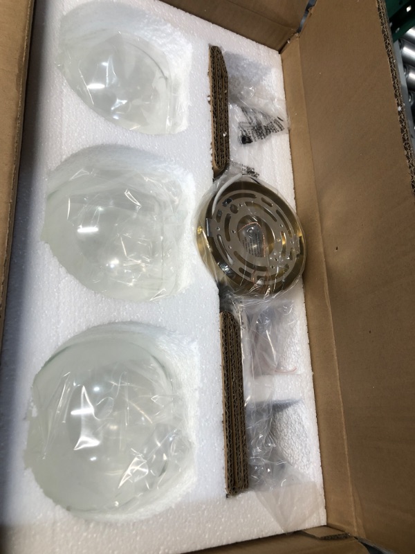 Photo 2 of *GENTLY USED* Lanmate 3-Light Gold Bathroom Vanity Light Fixture, with Globe Glass Shade 