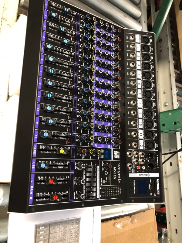 Photo 2 of *GENTLY USED* Weymic MX-120 Professional Mixer (12-Channel) with Graphic Equalizer and DSP Effect w/USB Drive for Recording Input, XLR Microphone Jack, 48V Power, RCA Output MX-12-Channel