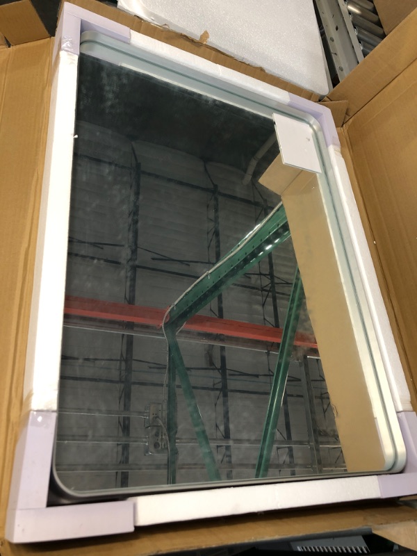 Photo 2 of **USED** TETOTE Silver Bathroom Mirror, 22x30 Inch Wall Mounted Framed Brushed Rectangle Metal Frame (Horizontal/Vertical) 22x30 Silver