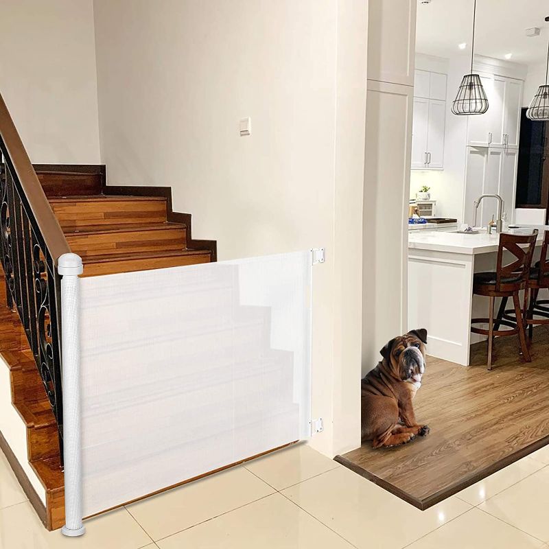 Photo 1 of YOOFOR Retractable  Gate, 33” Tall, Extends to 55” Wide, Mesh Safety Dog Gate (White)