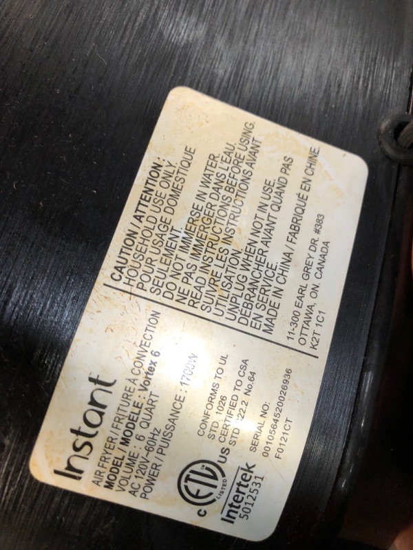 Photo 1 of **USED**PARTS ONLY**VERY DIRTY** 
Instant Vortex 6 Quart Air Fryer Oven, 4-in-1 Functions