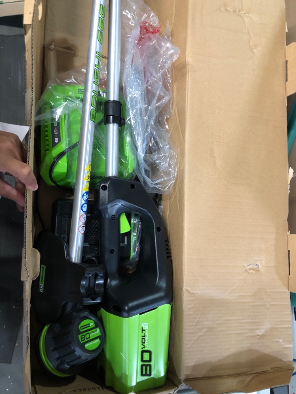 Photo 2 of **PARTS ONLY**
Greenworks Pro 80V 16 inch Cordless String Trimmer (Attachment Capable), 2Ah Battery and Charger Included GST80321 16" Trimmer (2.0Ah)