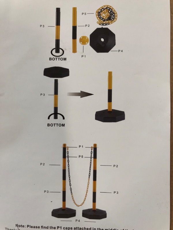 Photo 5 of ***see photos for damage****
[2 Pack] Traffic Delineator Post Cones with Fillable Base, Portable Parking Pole Barrier with 8ft Chain,