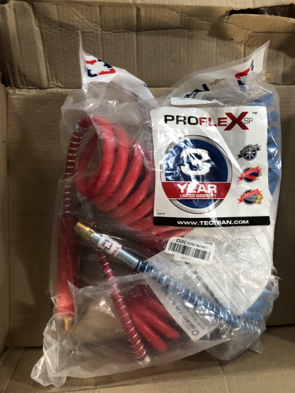 Photo 6 of **FOR PARTS ONLY**  Tectran Proflex-SP™ Lifeline® Kit Airpower Line Wrap Set | Dual-Spring Slide/Tender Bar | Anodized Gladhands | Tractor-Trailer Semi Hook Up Lines | Quick Installation (15' Length)