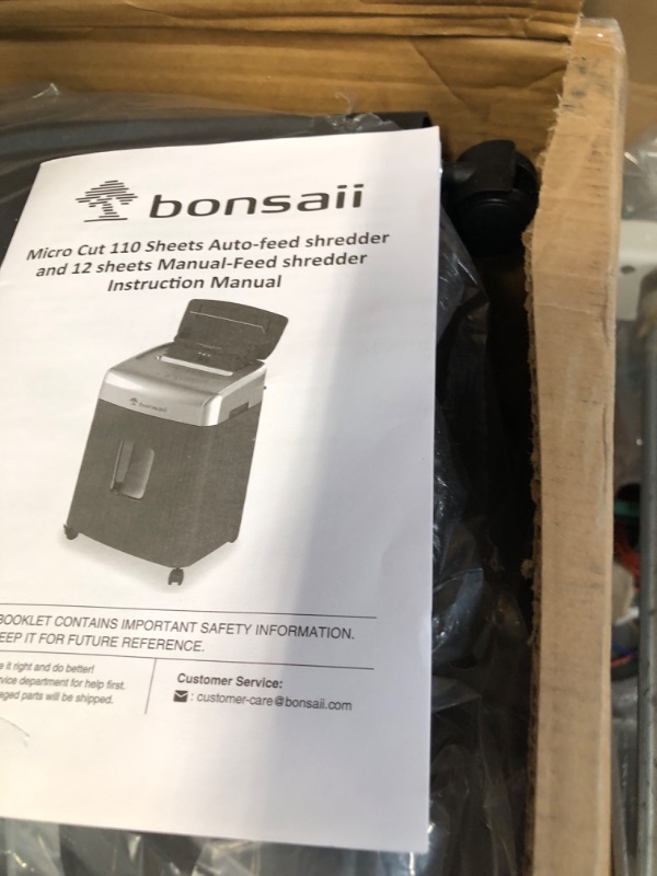 Photo 3 of Bonsaii C233-B 110-Sheet Autofeed Shredder and 24-Pack Lubricant Sheets