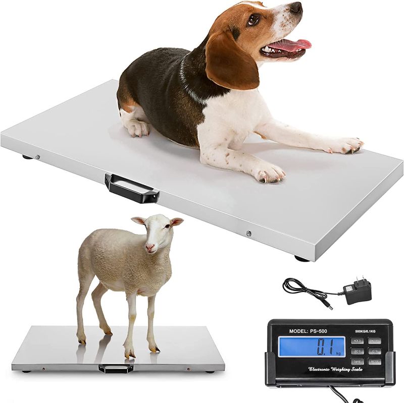 Photo 1 of Happybuy 1100Lbs x 0.2Lbs Digital Livestock Scale Large Pet Vet Scale Stainless Steel Platform E