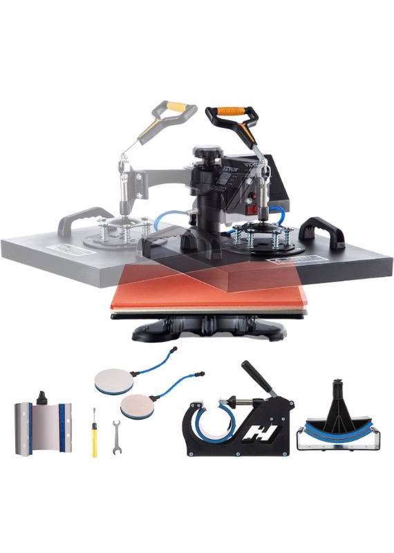 Photo 1 of VEVOR Heat Press Machine, 15 x 15 Inch, 6 in 1 Combo Swing Away T-shirt Sublimation Transfer Printer 