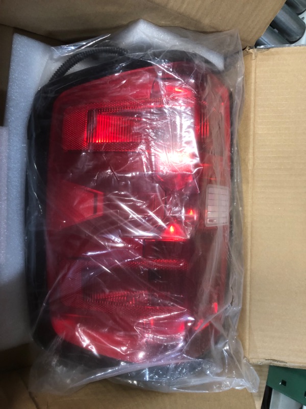 Photo 2 of **DAMAGED CORNER**  Factory Style Tail Light Assembly Compatible With 2016-2019 Chevy Silverado 1500 2500 HD GMC Sierra 3500 HD Left Driver Side Taillight Brake Lamps Bulb and Harness 16-19 Left Driver Side